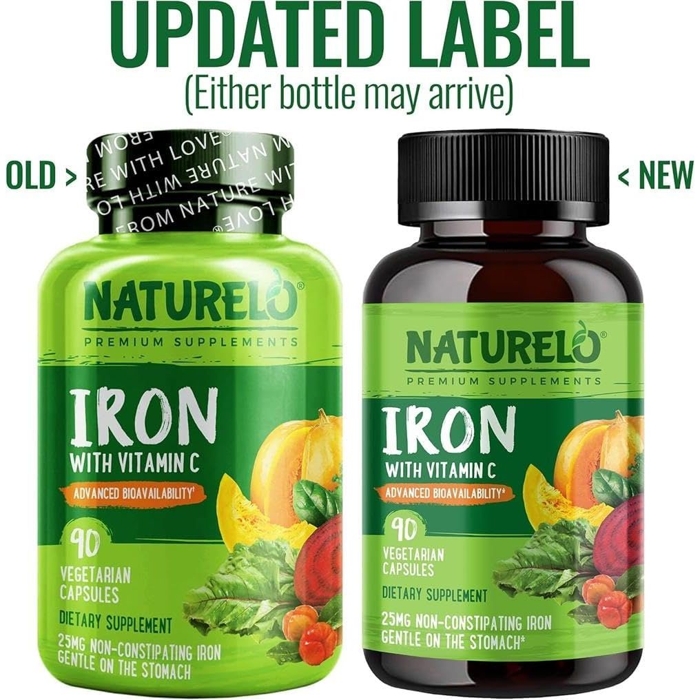 Iron Supplement with Vitamin C & Whole Food Blend – Gentle Iron Capsules for Women & Men – Supports Energy, Pregnancy, Anemia & Vegan Diets – 90 Mini Capsules (3-Month Supply)