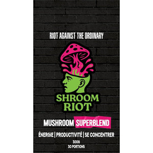 Shroom Riot Cocoa Mushroom Superblend | Instant Chocolate Powder Drink with Lion’S Mane, Chaga, Reishi & Cordyceps | 300G | 30 Servings
