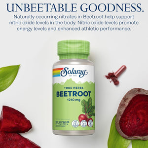 Solaray - Beetroot - 100 Vegan Capsules - Rich in Vitamins & Minerals - Natural Nitric Oxide Booster - Highly Bioavailable Superfood Beet Root Supplement - Non GMO & Lab Verified