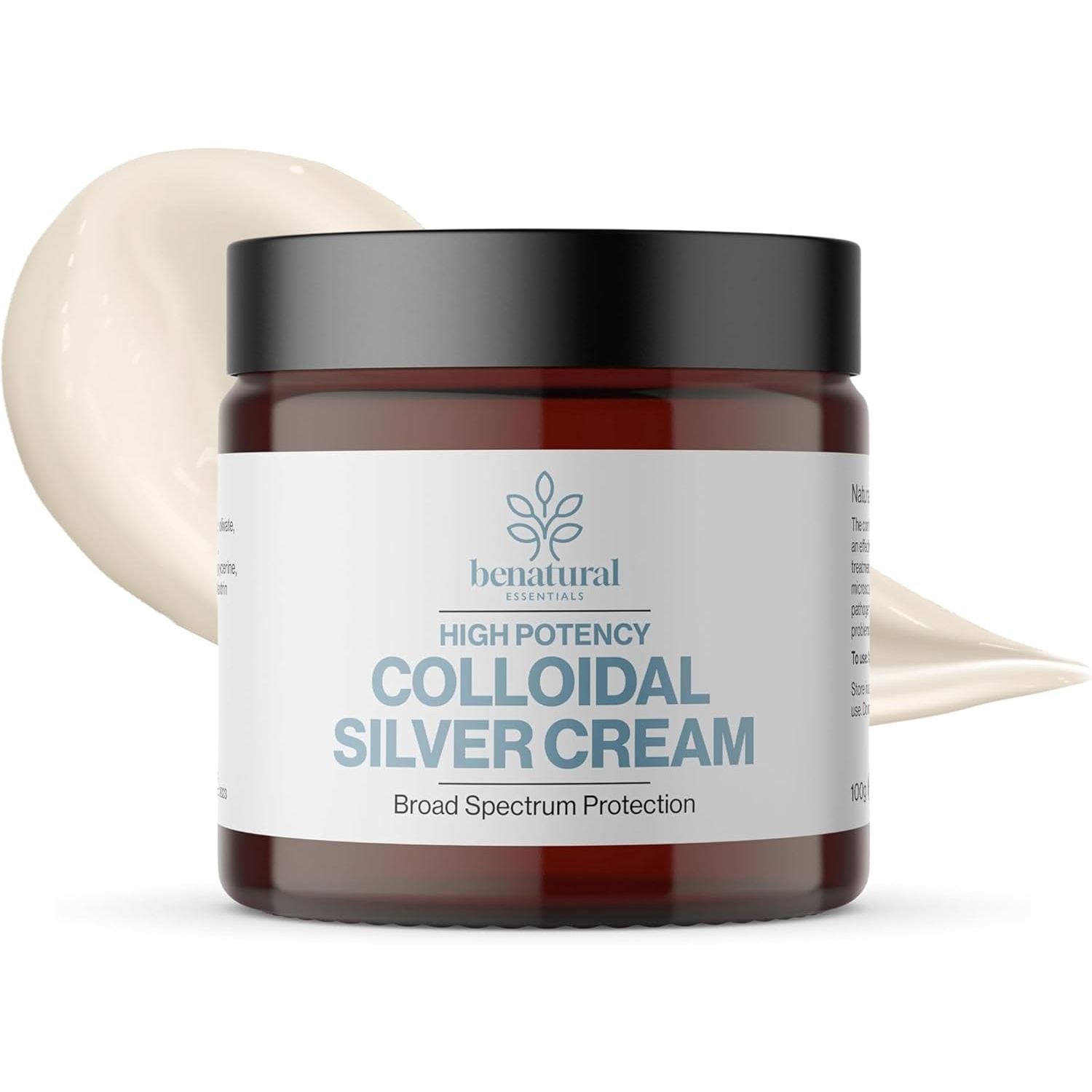 Benatural Essentials Premium Colloidal Silver Cream 100G | All Natural Cream | Antibacterial & Antifungal | PH Balanced | Manufactured in the UK
