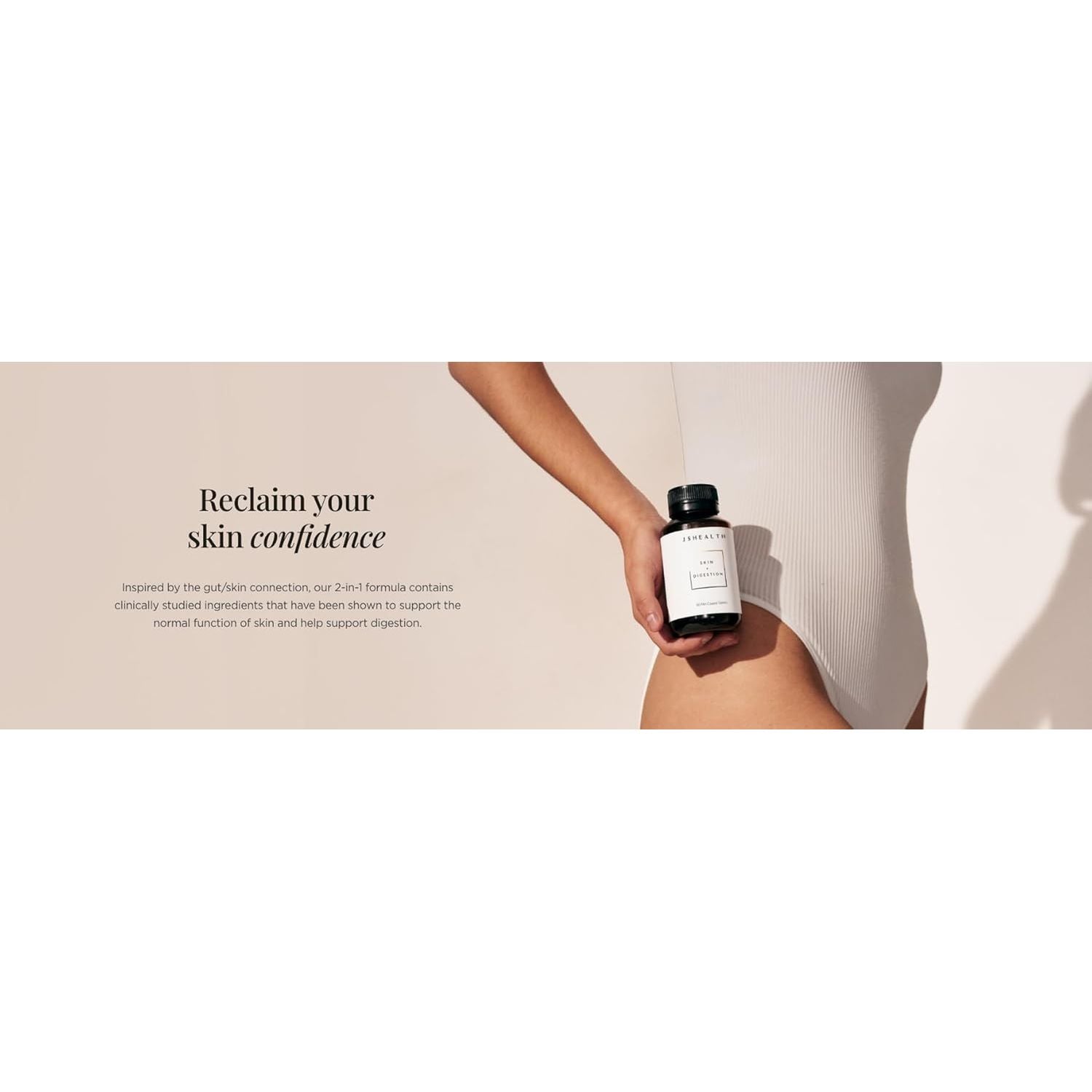 Jshealth Vitamins Skin and Digestion Formula, Skin Supplement with Zinc, Burdock Turmeric, Acne Treatment for Teens & Adults, 60 Tablets