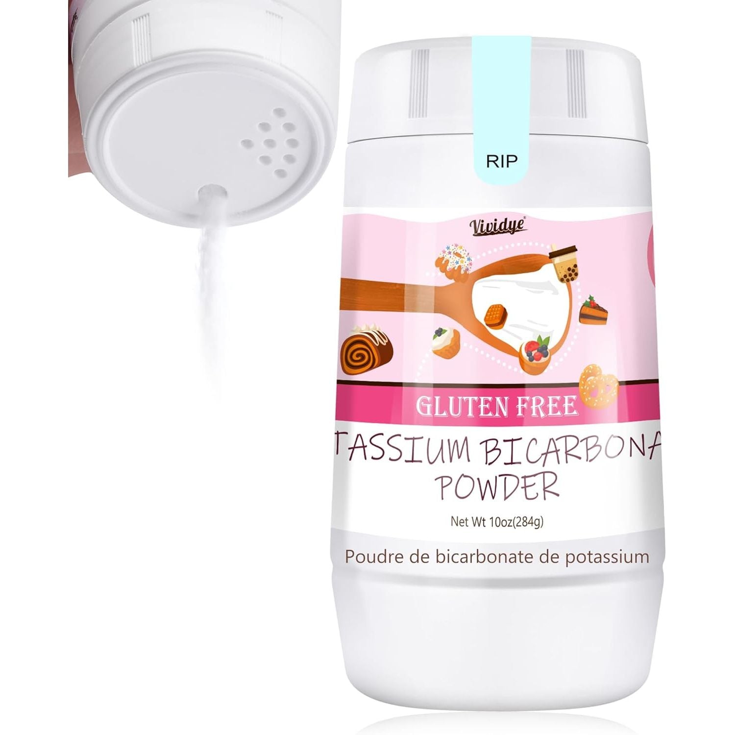 Potassium Bicarbonate, 100% Pure Potassium Bicarbonate Powder for Plants, Baking, Winemaking, Leavening, Potassium Bicarbonate Food Grade Baking Soda for Cakes, Snacks, Cookies,10Oz