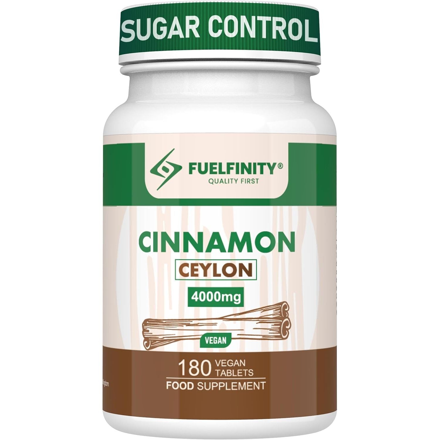 Ceylon Cinnamon Tablets 4000Mg - 180 Tablets - Blood Sugar Control Supplement - Made at GMP Standards - High Strength Cinnamon Supplement - Fuelfinity® - Vegan (1 Pack)