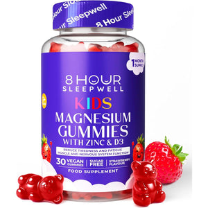 Kids Magnesium Gummies – Chewable, Sugar-Free & Vegan | 1029Mg Magnesium Citrate, Providing 113Mg Magnesiums to Support Calm Mind & Strong Bones for Kids 3+ | 1 Month Supply | Strawberry Flavour