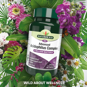 Natures Aid Acidophilus Complex 5 Billion CFU – High Strength Probiotic Supplement 5 Billion Live Bacteria – Supports Digestive Health & Gut Flora – Vegan, Gluten Free, Non-Gmo – 60 Capsules