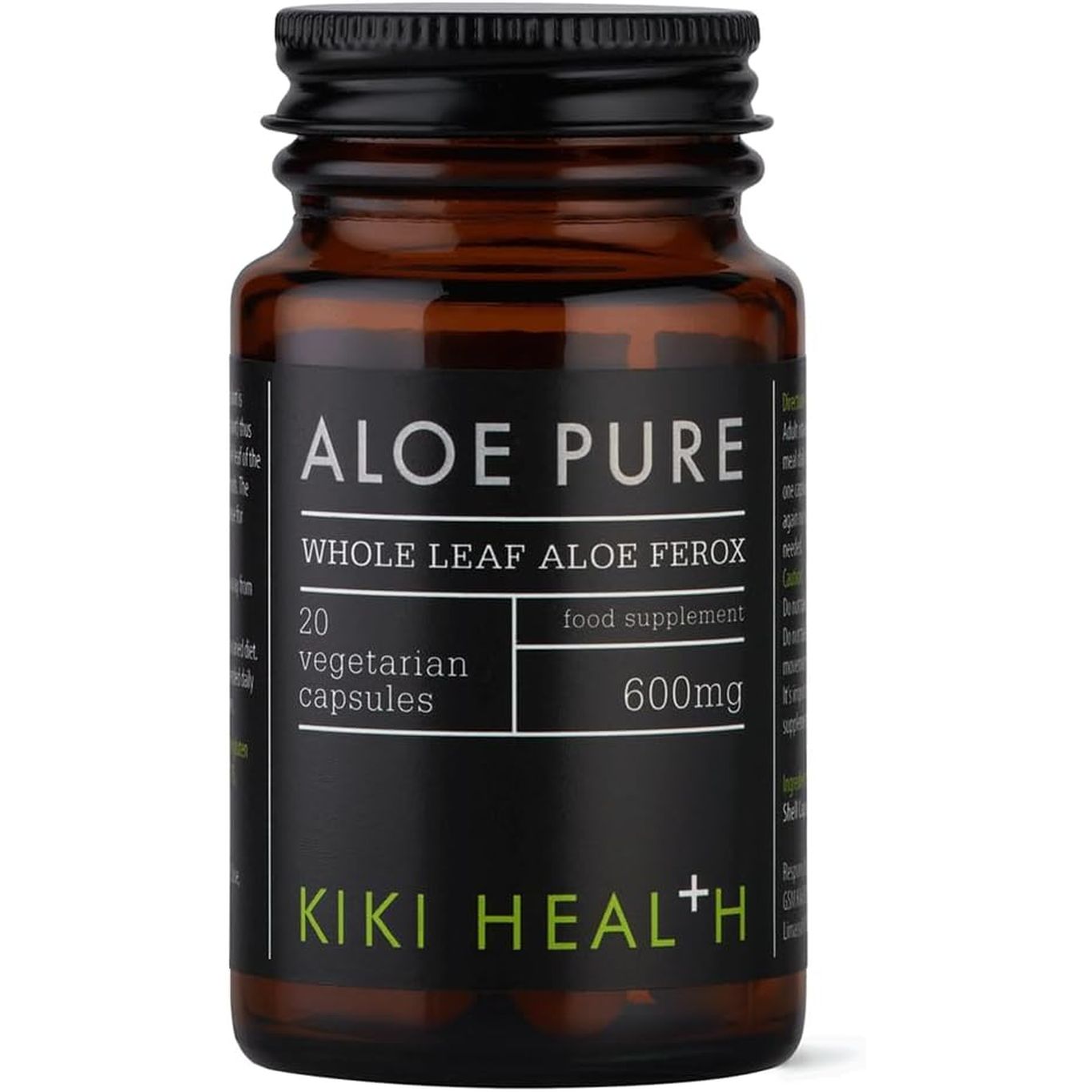 KIKI Health - Aloe Pure Capsules - 100% Freeze-Dried Aloe Ferox - Natural Digestive Cleanse & Gut Health Support - Bowel & Intestinal Health - Toxin Flush & Detox Supplement - 20 Capsules
