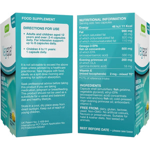 Vegepa, EPA Omega 3 & GLA Omega 6, Ultra Pure Wild Fish Oil & Evening Primrose Oil, 60, 560Mg EPA per Serving, 30 Servings, 60 Capsules, by Igennus