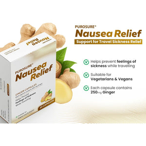 Purosure Nausea Relief Ginger Capsules for Travel Sickness Relief, 250 Mg (20)