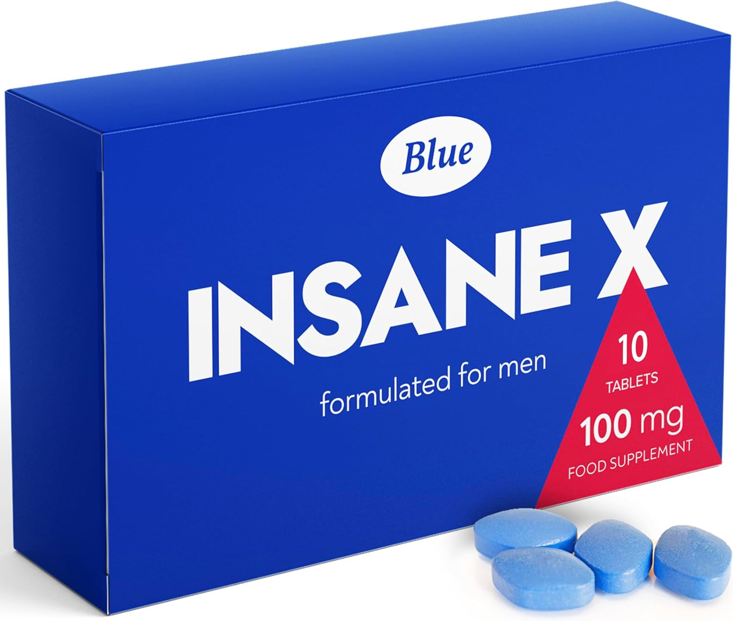 INSANE X - 10 Extra Strong Pills for Men UK - Natural Fast-Acting Ginseng Tablets for Men - for Enhanced Performance & Stamina - Food & Herbal Supplement