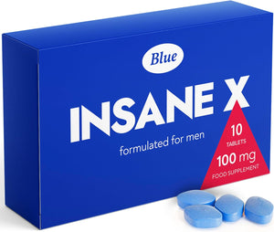 INSANE X - 10 Extra Strong Pills for Men UK - Natural Fast-Acting Ginseng Tablets for Men - for Enhanced Performance & Stamina - Food & Herbal Supplement