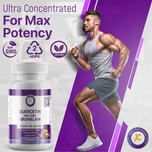 Quercetin with Bromelain, NAC and Zinc - Powerful Quercetin Blend - 2230Mg per Serving - Immune & Respiratory Support - Non-Gmo, Gluten-Free, Vegan - 60 Veggie Caps, Anti-Aging