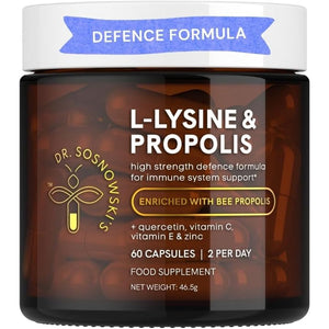 Dr Sosnowski'S L-Lysine & Propolis Supplements | High Potency L Lysine Immune Support Formula with 5:1 Propolis Extract, Quercetin, VIT C, VIT E and Zinc