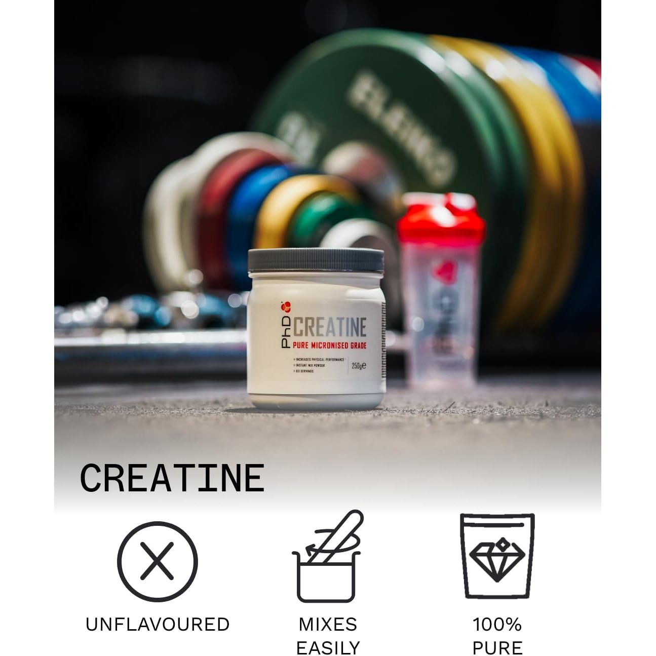 Phd Nutrition 100% Micronised Creatine Monohydrate Powder | Improved Strength and Performance during Exercise, 250G
