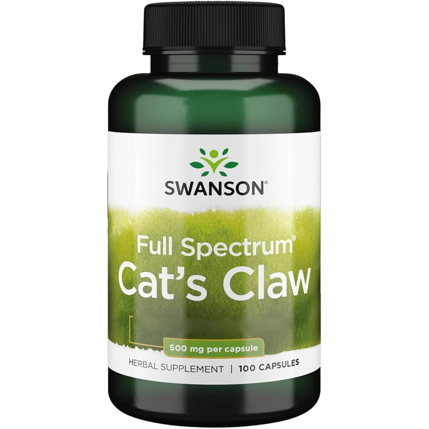 Swanson, Cat'S Claw, 500Mg, 100 Capsules, High Strength, Laboratory Tested, SOYA Free, Gluten Free, Non-Gmo