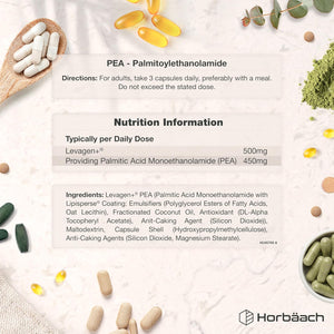 Palmitoylethanolamide Pea 450Mg | Levagen plus Pea | 90 Vegan Capsules | by Horbaach