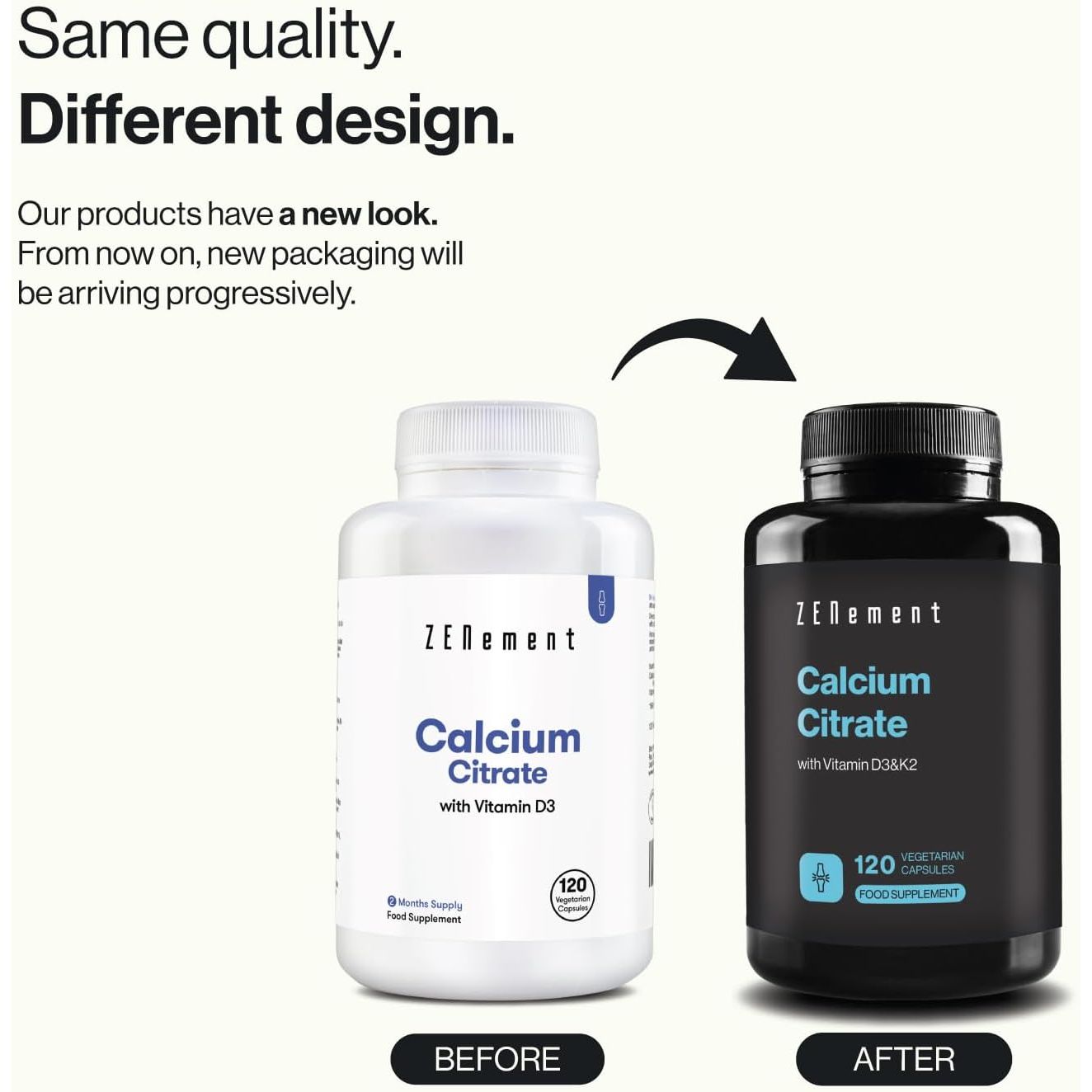 Calcium Citrate with Vitamin D3 and K2 - for Healthy Teeth, Bones and Muscles - Formulated with Enhanced D3 and K2 - Highly Absorbable - 120 Vegetarian Capsules