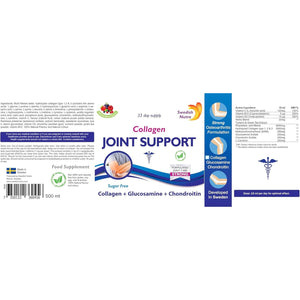 Swedish Nutra - Joint Support Collagen - Pack of 500Ml, 33 Day Supply | Berry Flavour | with Glucosamine & MSM | 100% Natural Flavour, Sugar & Gluten Free | High Absorption Rate