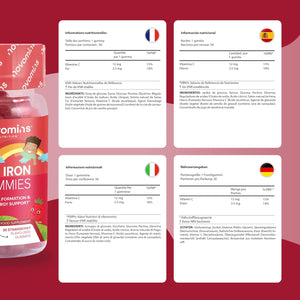 Kids Iron Gummies – Supplements for Energy & Immune System – 1 Month Supply - Alternative to Iron Tablets - Novomins