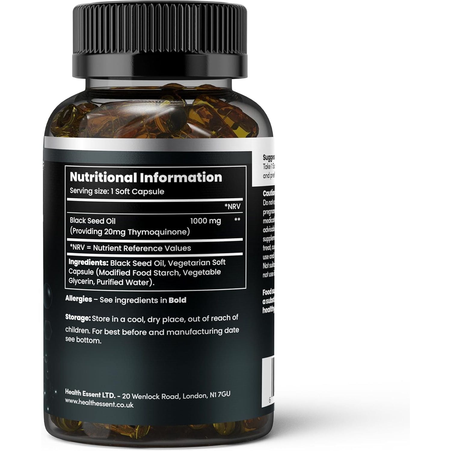 Black Seed Oil Capsule 1000Mg, Cold Pressed 20Mg Thymoquinone, High Strength Black Cumin Seed Oil for Blood Sugar and Cholesterol - Natural Anti-Inflammatory Antioxidant (4 Month Supply)–120 Softgels
