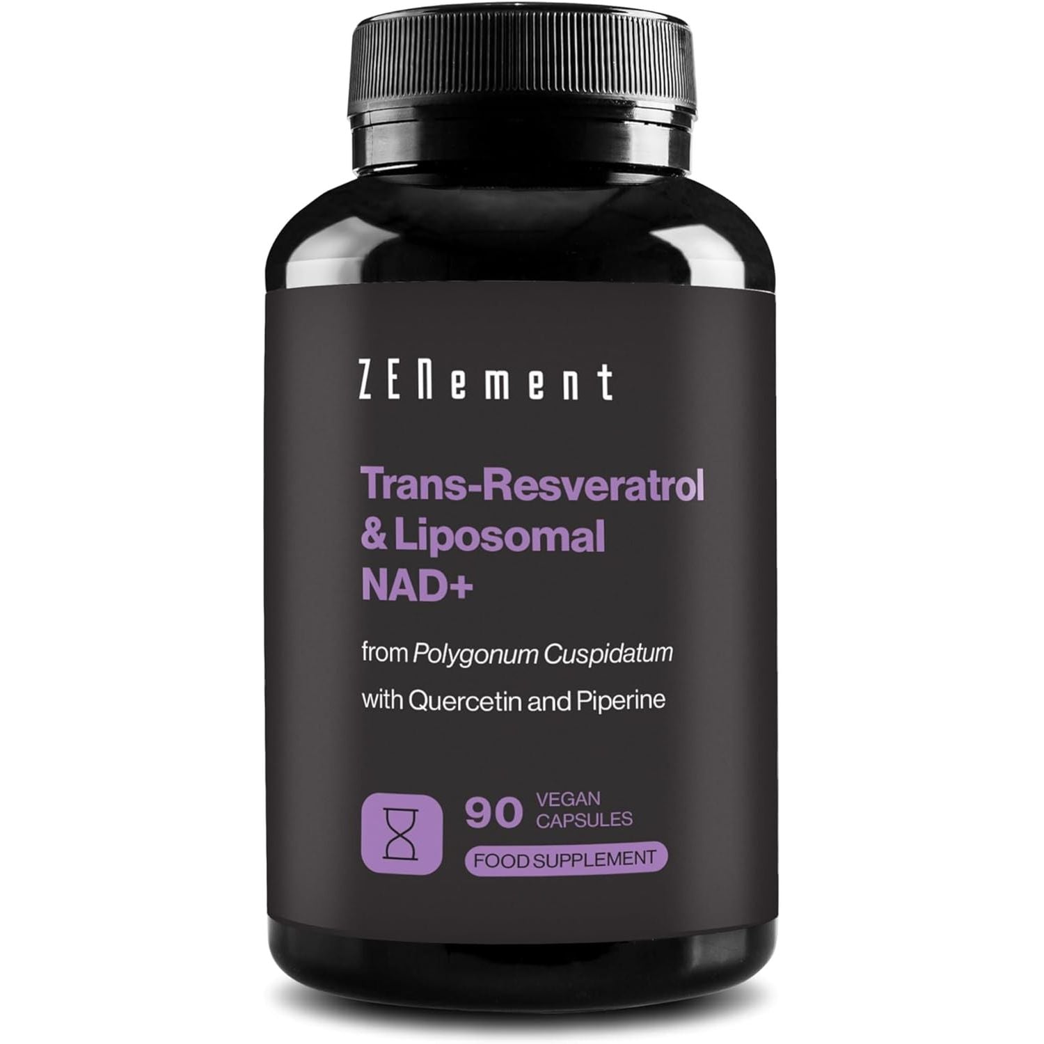 Trans-Resveratrol & NAD+ Liposomal, with Quercetin and Piperine, 580 Mg per Capsule, 90 Capsules - Anti-Aging and Sirtuin Activator - Zenement