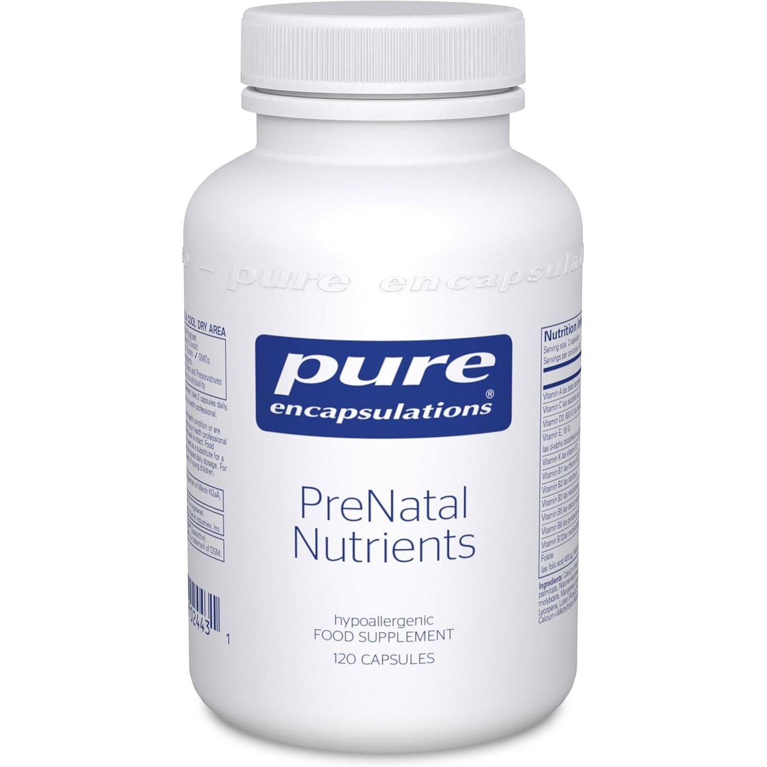 Pure Encapsulations Prenatal Nutrients - Multivitamin and Mineral Complex for Pregnancy and Lactation - 120 Capsules