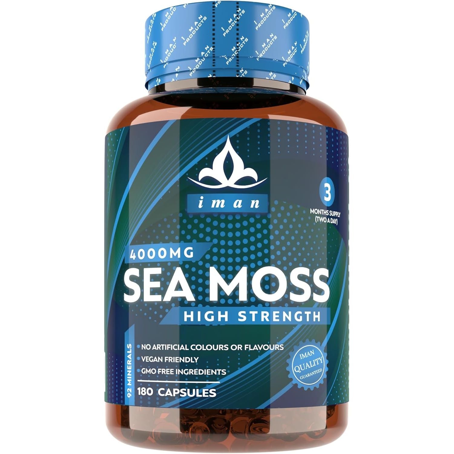 High Strength Sea Moss 4000Mg Capsules (180 Count) - Natural Source of Iodine - Wild Harvested - Vegan Friendly (3 Months Supply) - GMO Free, Gluten-Free, Made in the UK