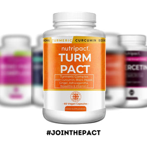 Nutripact Turmeric Extract Complex 10,000Mg with Curcumin, Black Pepper, Ginger, Ashwagandha, Boswellia & Vitamin C High Strength Tumeric Supplement (Not Tablets) 95% Curcuminoids - 60 Vegan Capsules