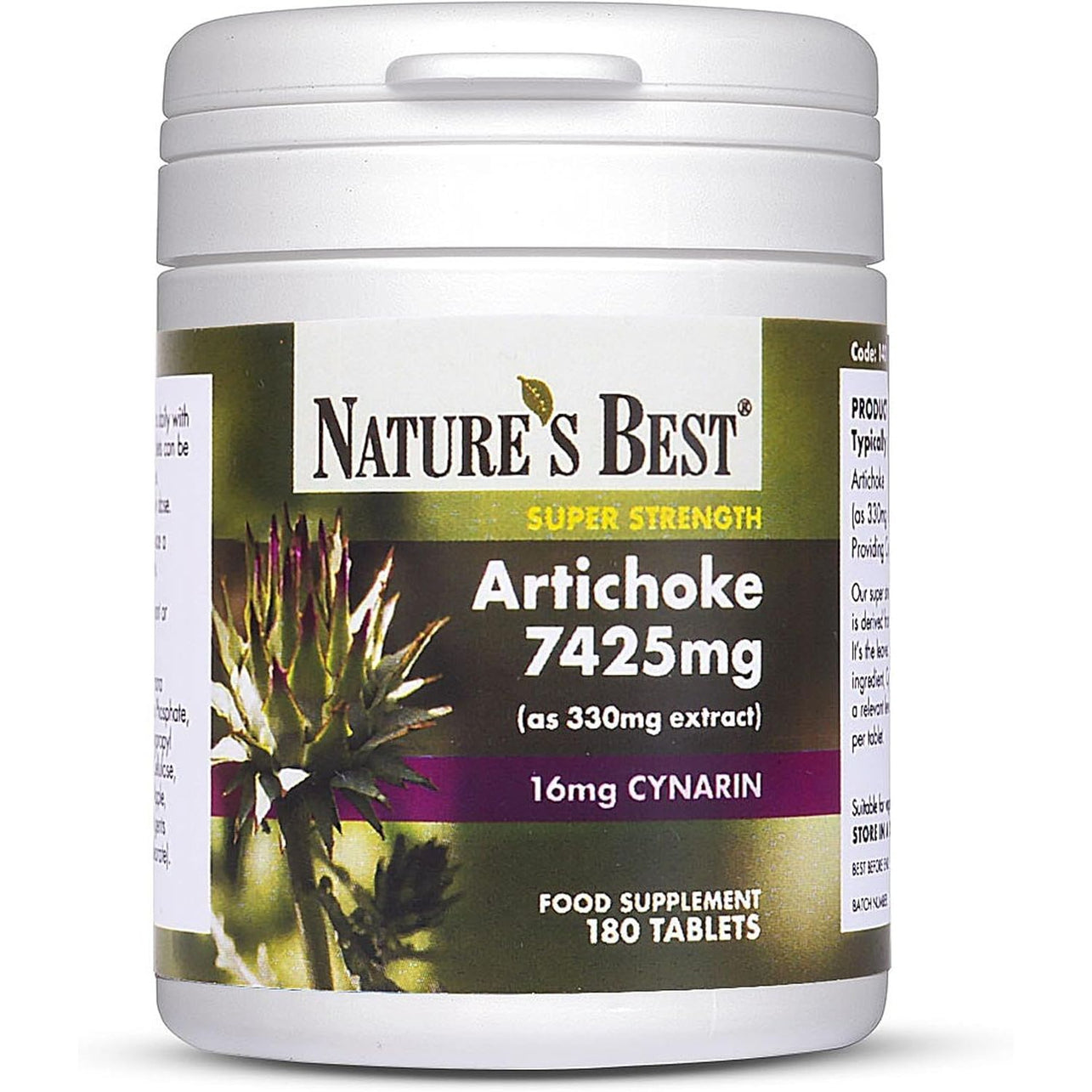 Nature'S Best High Strength Artichoke Extract 7425Mg - over 7G Equivalent to Fresh Artichoke - Taste-Free - UK Made - 180 Vegan Tablets (3+ Months' Supply)