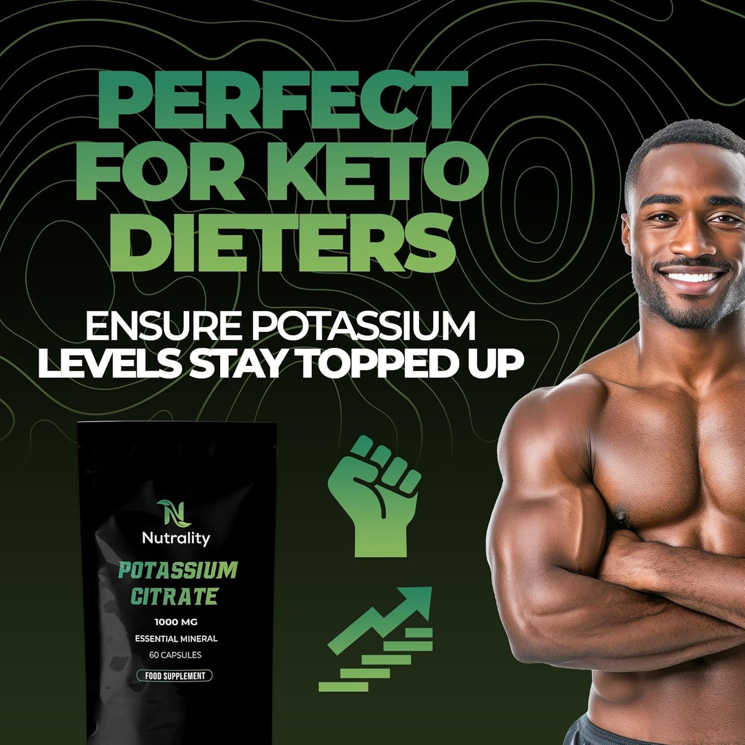 Nutrality Potassium Citrate 1000Mg | High Strength Potassium Supplement | Nervous System, Muscle Contraction, Keto-Friendly (60 Capsules)