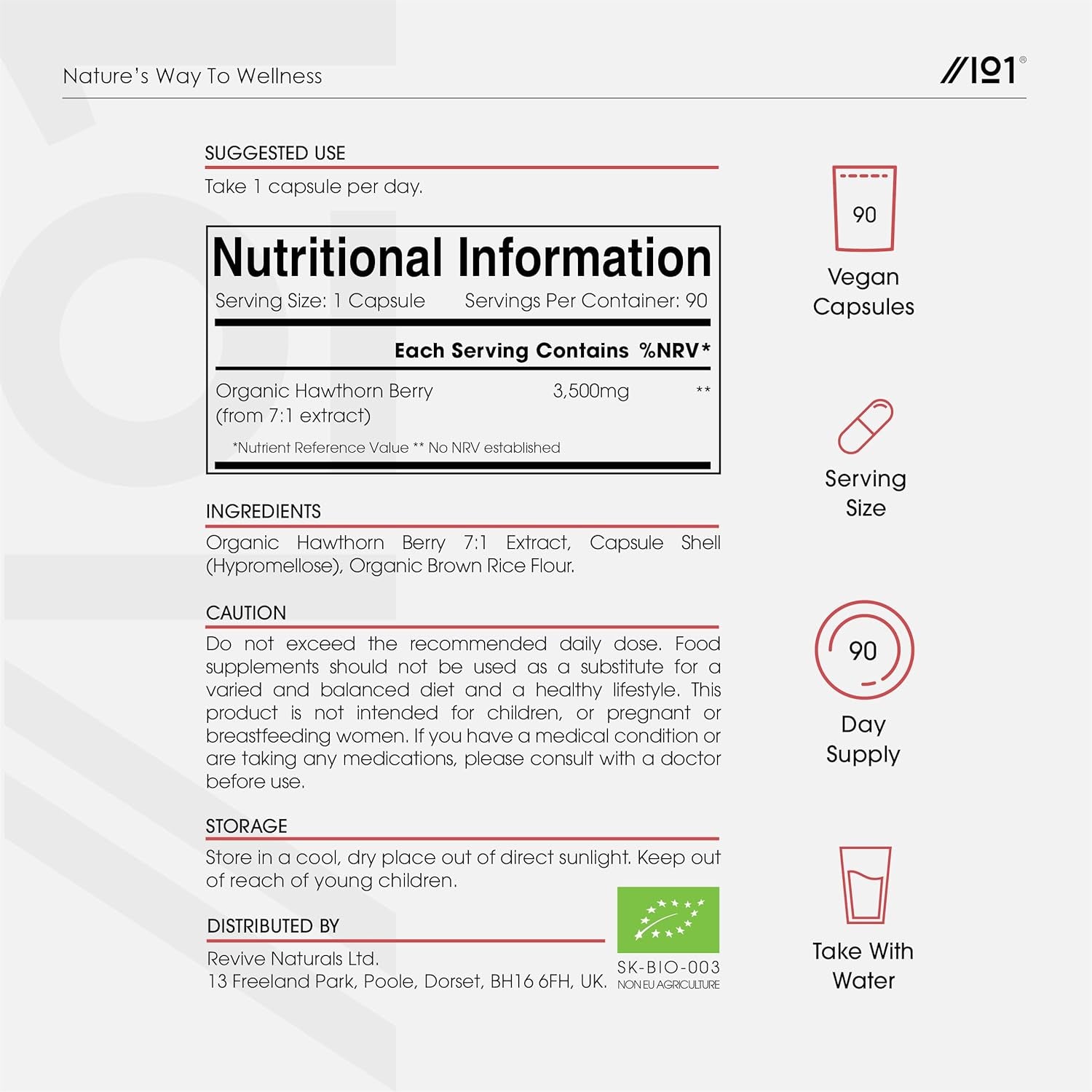 Organic Hawthorn Extract 3500Mg – 90 Vegan Capsules – High Strength Hawthorn Berry Supplement 7:1 Extract – Resealable and Recyclable Pouch by Alpha01