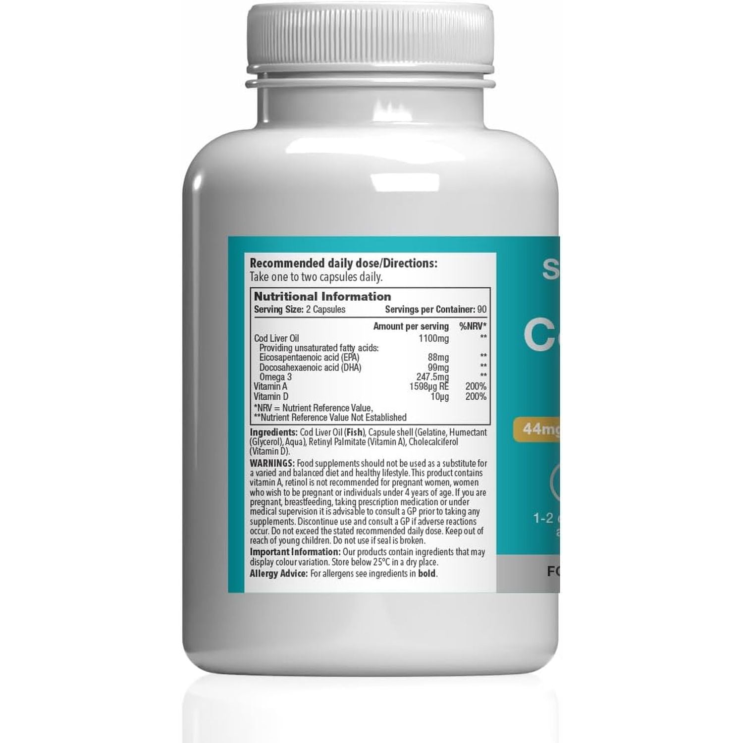 Pure Cod Liver Oil 550Mg | Rich in Essential Fatty Acid with EPA, DHA & Omega 3 | with Added Vitamin a & D | 360 Soft-Gel Capsules = up to 1 Year Supply | UK Made