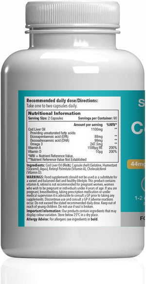 Pure Cod Liver Oil 550Mg | Rich in Essential Fatty Acid with EPA, DHA & Omega 3 | with Added Vitamin a & D | 360 Soft-Gel Capsules = up to 1 Year Supply | UK Made
