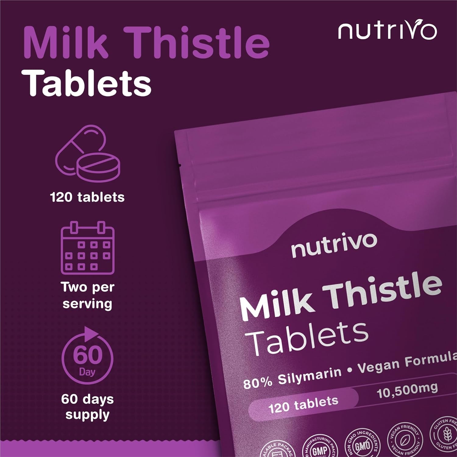 Milk Thistle High Strength Tablets 10,500Mg & 80% Silymarin per Serving | 120 Tablets | Milk Thistle Herbal Supplement | Vegan & UK Made