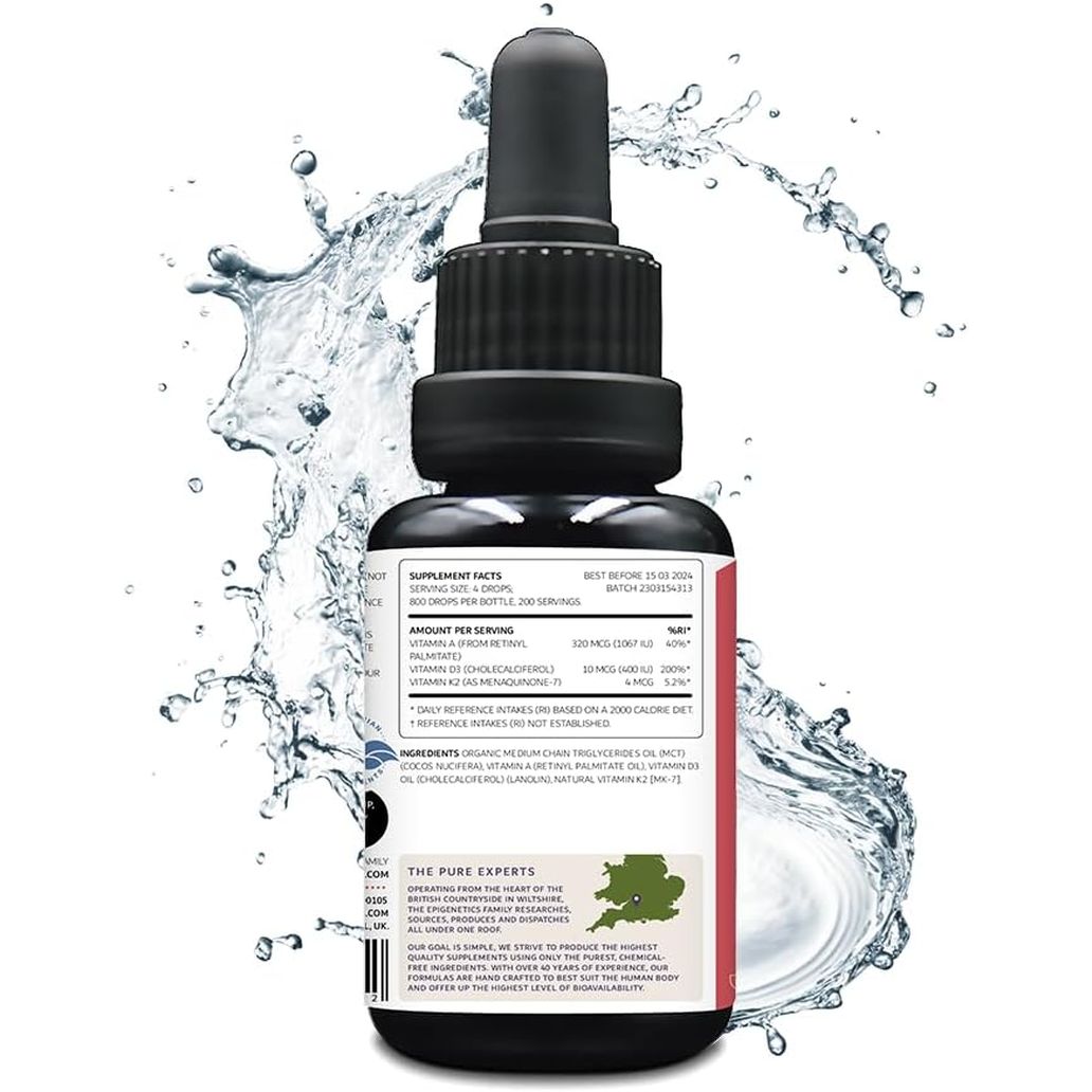 Vitamins A, D & K for Children 30Ml | from Birth 0-11 Years Complex Multivitamin Supplement | Newborn Baby Kids Sugar Free UK Made Vegetarian Mini Liquid | Long Supply, 4 Drops Daily