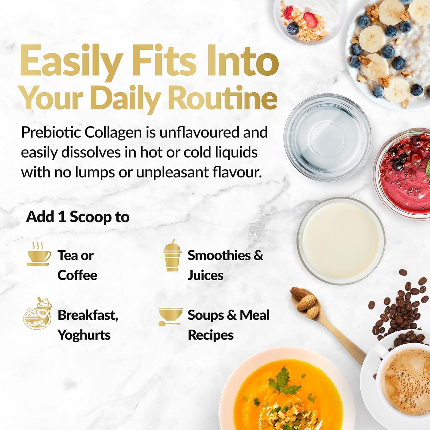 Prebiotic Collagen Powder - 420G Hydrolysed Bovine Collagen Peptides with Prebiotics for Gut Health & Skin, Collagen Powder for Woman & Men by Inner Vitality