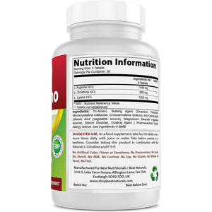 Best Naturals Tri-Amino with L-Arginine, L-Ornithine, L-Lysine 120 Tablets (120 Count (Pack of 1))