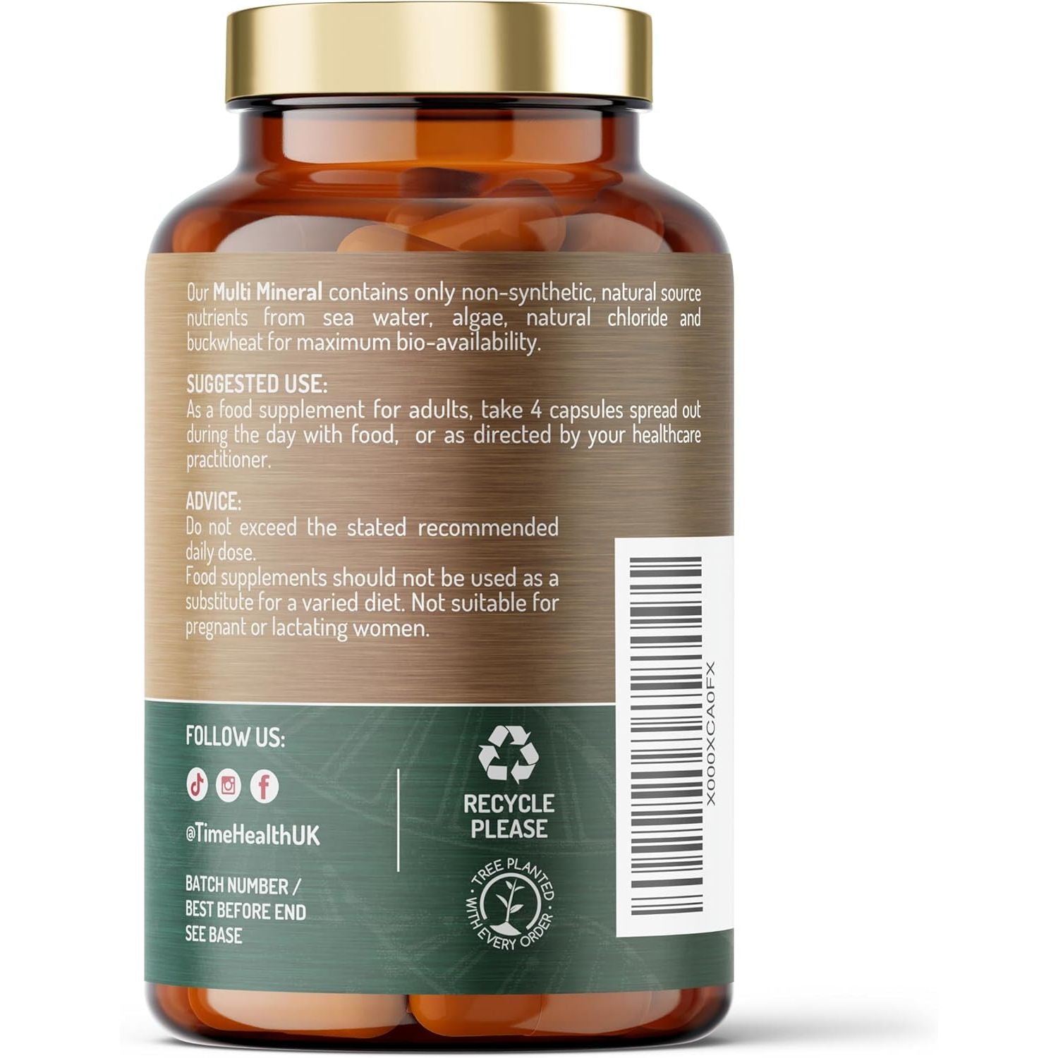 Daily Multi Mineral - Natural Source & Plant-Derived - Contains Ionic and Trace Minerals - Zero Additives - UK Manufactured - Pullulan (180 Capsule Bottle)