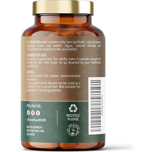 Daily Multi Mineral - Natural Source & Plant-Derived - Contains Ionic and Trace Minerals - Zero Additives - UK Manufactured - Pullulan (180 Capsule Bottle)