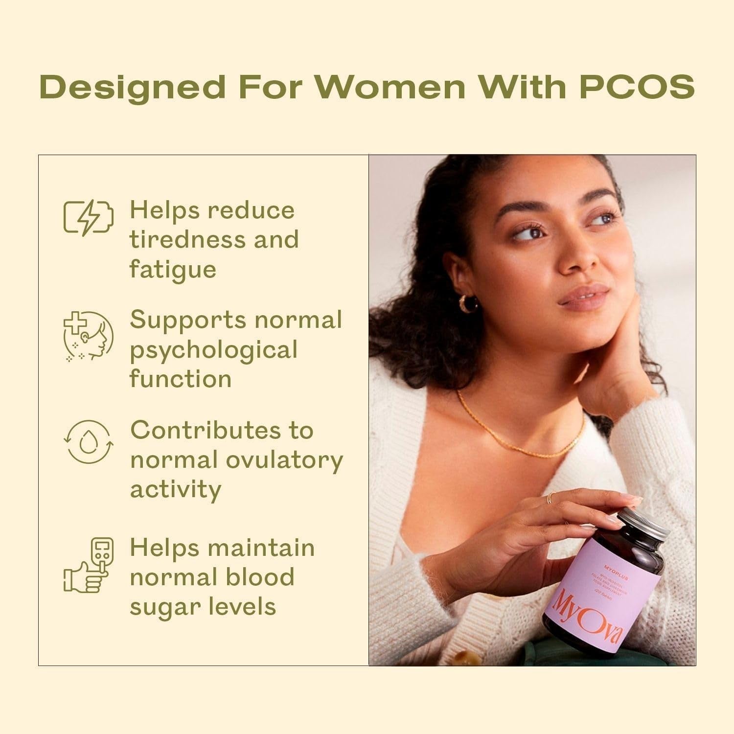 Myoplus - Myo-Inositol PCOS Supplement - 4000Mg Myo-Inositol, 200Ug Folate & 100Ug Chromium Daily Intake - Inositol Tablets - 120 Vegan Tablets - UK Manufactured by Myova