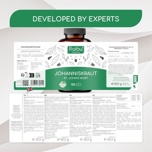 St John'S Wort - 550 Mg St John'S Wort Extract per Capsule - Mood & Emotional Wellbeing - Maximum Strength, 6-Month Supply - 180 Vegan Capsules, No Additives - Raibu
