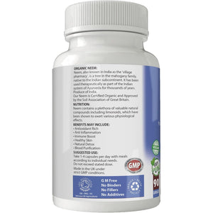 Simply Pure Organic Neem Capsules for Natural Detox & Oral Health | 500Mg X 90 Capsules | 100% Pure Soil Association Certified | Gluten Free | GM Free | Vegan
