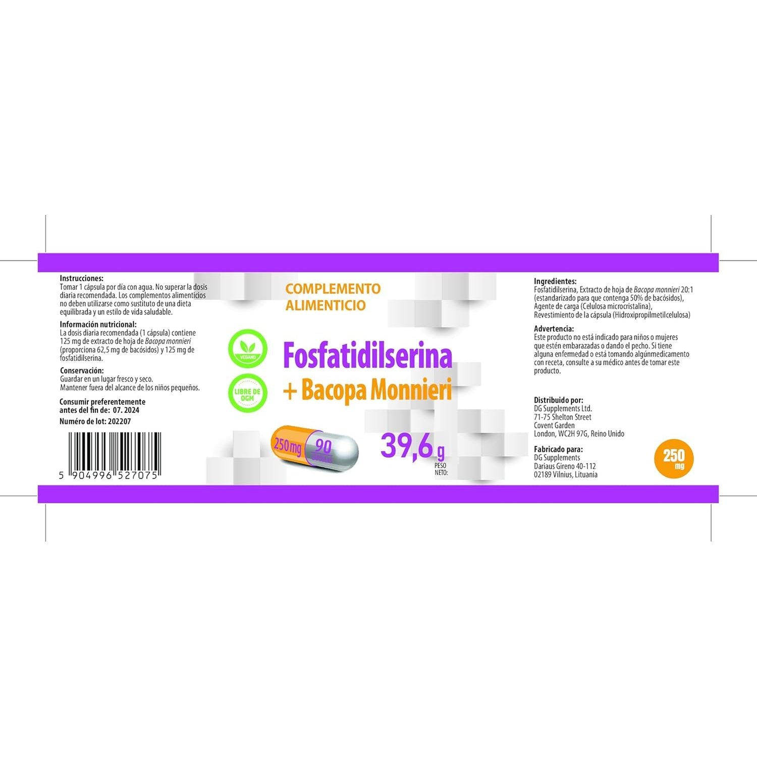 Hepatica Phosphatidylserine + Bacopa Monnieri 250Mg | 90 Vegan Capsules | High Strength Memory, Focus & Brain Support | 3Rd Party Lab Tested | Non-Gmo & Gluten-Free