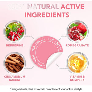 GLP-1 Patches with L Glutamine, Berberine & Pomegranate – Natural Weight Management Patch, 30 Transdermal Patches for Appetite Control & Metabolism Support (1)