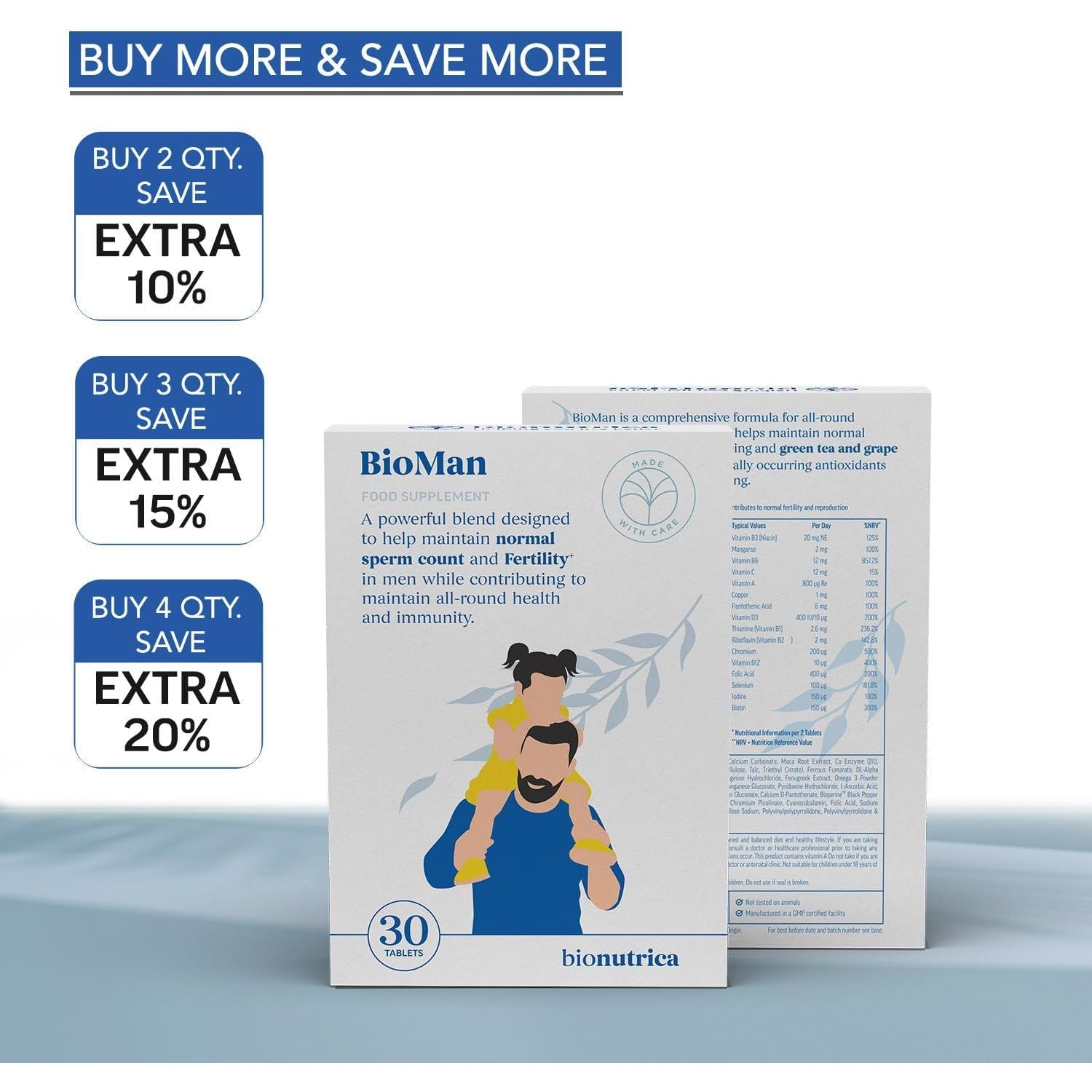 Bioman: Support Men Fertility, Sperm Quality, Testosterone Balance, Stamina & Overall Health 30+ Premium Ingredients | Grape Seed, Maca Root, Fenugreek Seeds & Selenium-30 Tablets