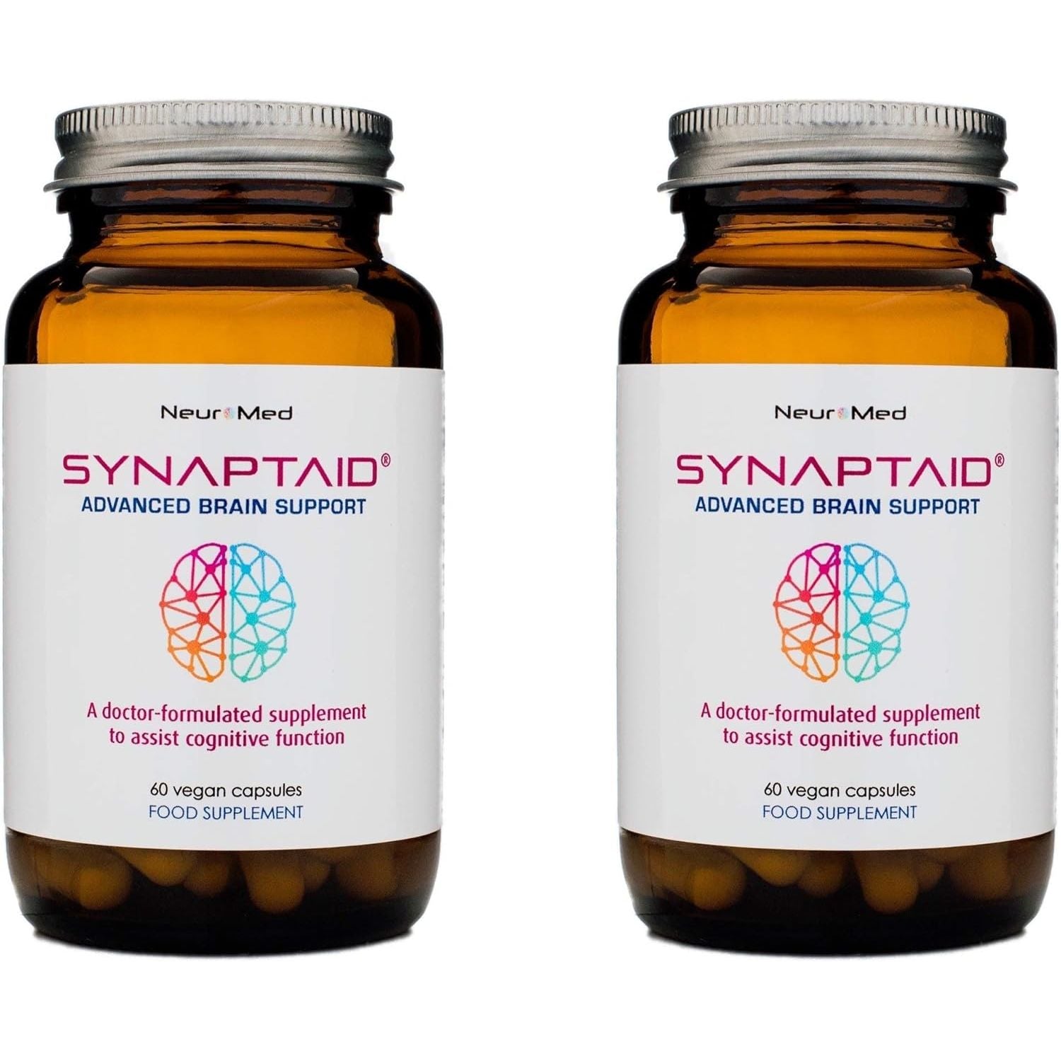 Synaptaid Advanced Brain Support Supplement to Assist Cognitive Function Vegan 60 Capsules (Twin Pack)
