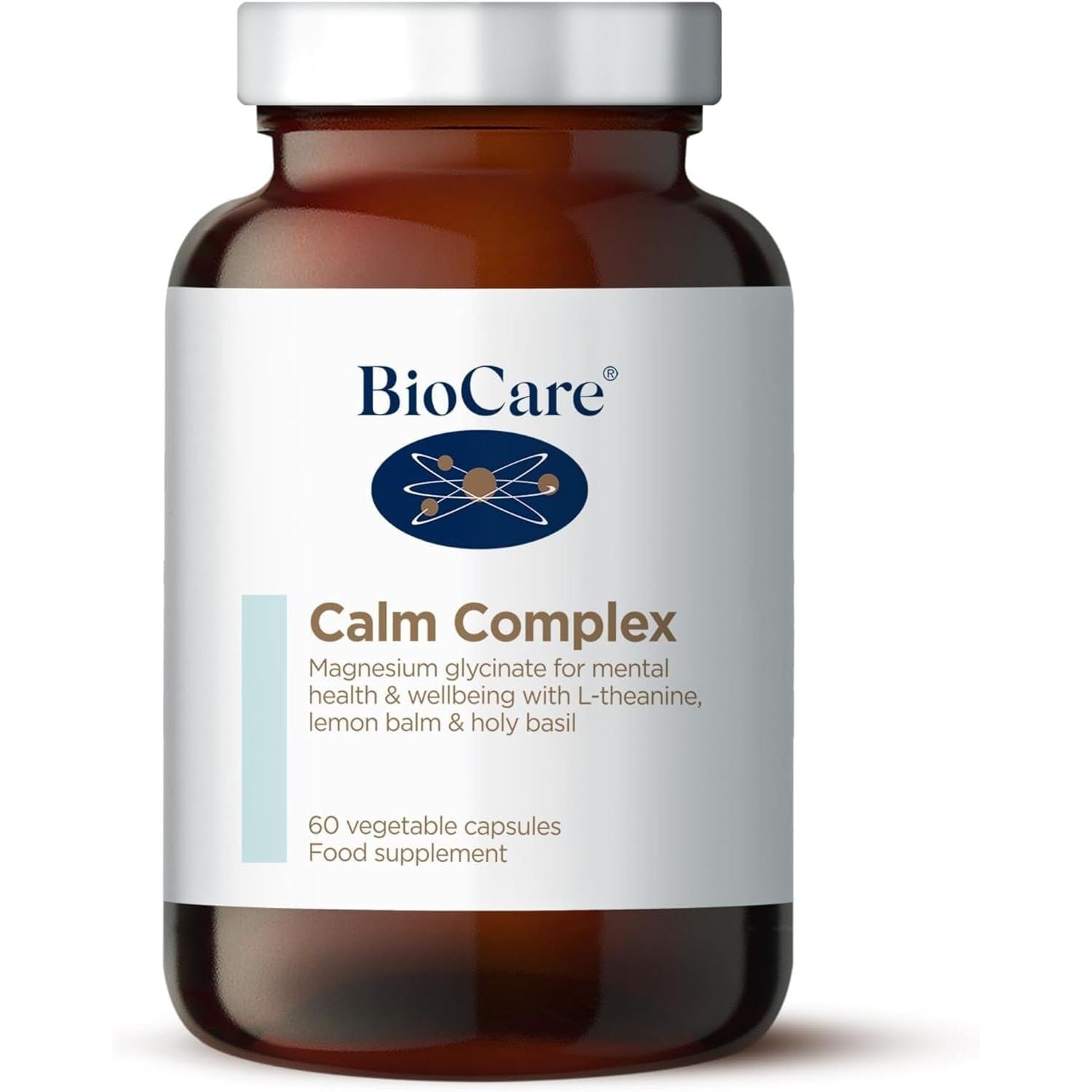 Biocare Calm Complex | Lemon Balm, L-Theanine, Holy Basil & Magnesium Glycinate for Mental Health, Relaxation & Sleep - 60 Capsules