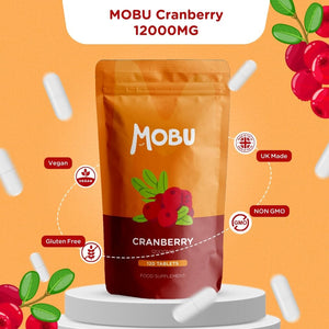 Cranberry 12,000Mg 120 Tablets | High Strength UTI Support | Healthy Bladder & Urinary Function | Vegan UK Made | GMP Approved | MOBU
