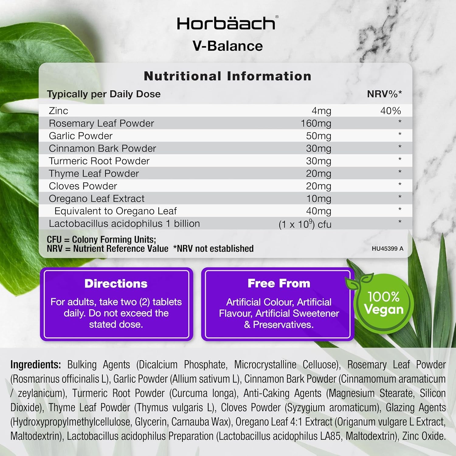 Candida Support | 1 Billion CFU | Botanical & Live Culture Formula with Oregano, Zinc, Garlic, Lactobacillus & More! | 180 Vegan Tablets | by Horbaach