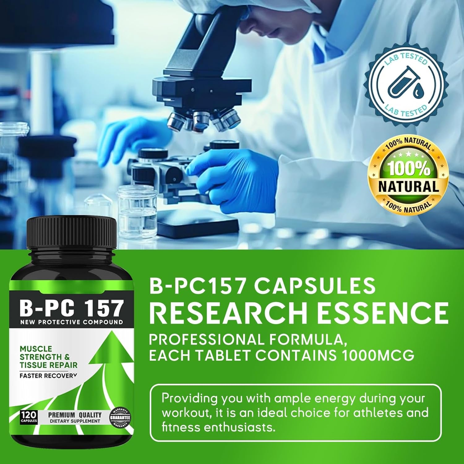 BPC 157 Peptide Capsules, New Protective Compound Bpc-157 1000Mg,Non-Gmo, Gluten-Free-120Capsules
