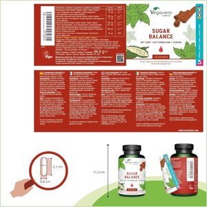 Vegavero Blood Sugar Control | Chromium Picolinate, Ceylon Cinnamon Extract, Momordica Charantia and Gymnema Sylvestre Extract | Blood Glucose Metabolism* | 120 Capsules | Vegan